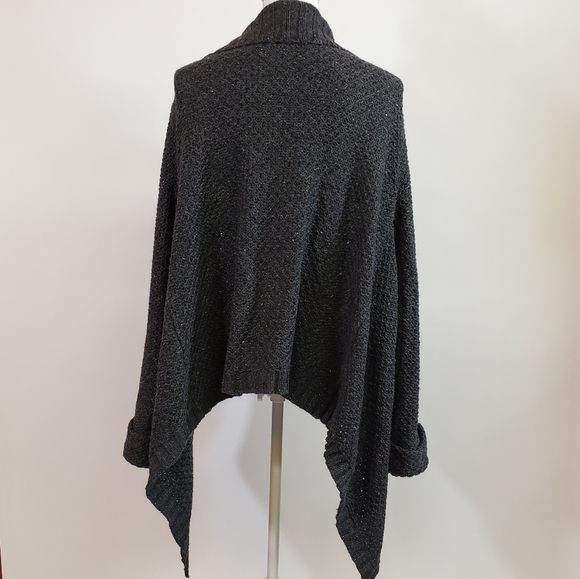 Oversized Dark Grey Wool Cardigan Sweater - Picture 2 of 3